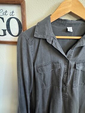 Old Navy Shirt Dress Long Sleeve Gray